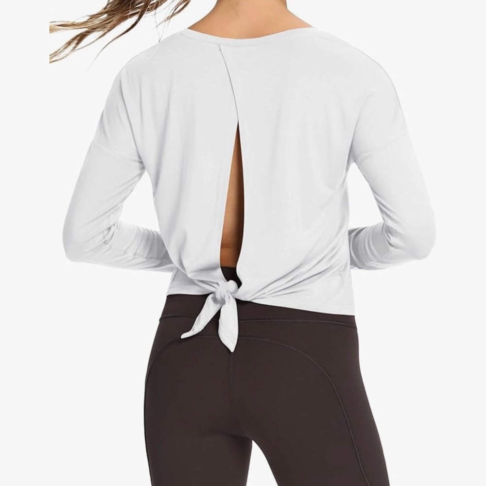 White Open-Back Tie Women's Top